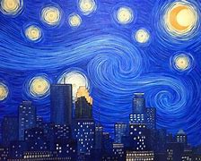 Image result for City Starry Night Painting