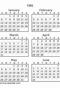 Image result for Calendar for 1985 Year