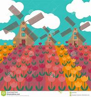 Image result for Tulip Field with Windmill