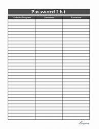 Image result for Excel Password List Templates Free