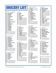 Image result for Family Grocery List Printable