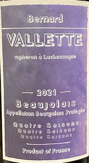 Image result for Bernard Vallette Beaujolais Quatre Saisons