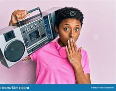 Image result for Girl Holding Boombox