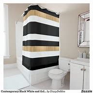 Image result for Black White and Gold Shower Curtain