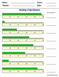 Image result for Measuring Tape Worksheet