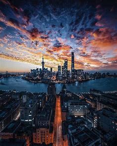 Sunset skyline 🌃 Shanghai, China. Photo by @drincool in 2019 | Urban landscape, City landscape, City photography