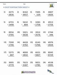 Image result for 4By 4 Digit Subtraction