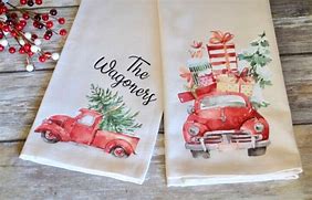 Image result for Old Red Truck Christmas Kitchen Towels