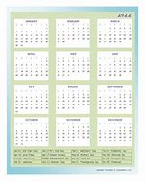 Image result for 1 Year Calendar 2022