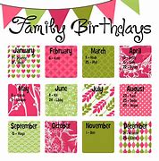 Image result for Family Calendar for Birthdays