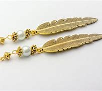 Image result for Gold Feather Earrings