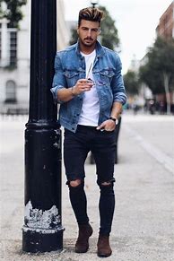 Image result for Denim Jacket Outfit Men