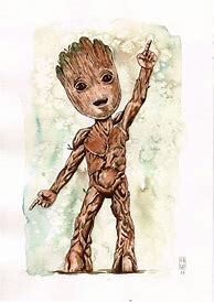 Image result for Baby Groot and Flowers Drawing