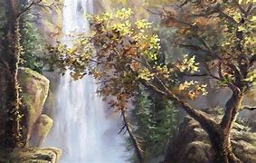 Image result for Autumn Waterfall Painting