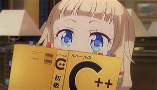 Image result for Anime Girl Looking at C++ Book