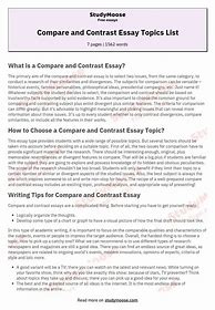 Image result for Compare and Contrast Essay Topics