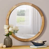 Image result for round wooden framed mirrors with shelves