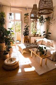 Boho-Einrichtung mit Pflanzen | Deco maison interieur, Deco petit appartement, Deco appartement