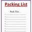 Image result for Packing List Example