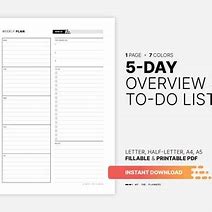 Image result for Checklist Template 5 Day