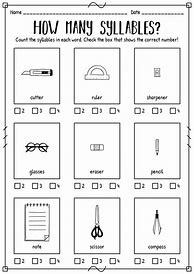 Image result for Printable Syllable Worksheets for Kindergarten