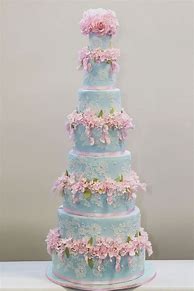 Image result for Royal Blue and Pink Wedding Cakes