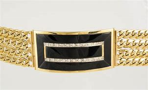 Image result for Men's Gold Onyx Diamond Bracelet