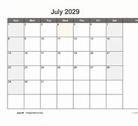 Image result for July 2029 Calendar
