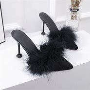 Image result for High Heel Slippers with Fur