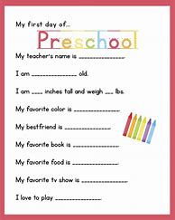 Image result for First Day of School Worksheets Preschool