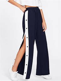 Image result for Side Button Pants Women