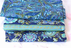 Image result for Gold and Blue Flower Fabric