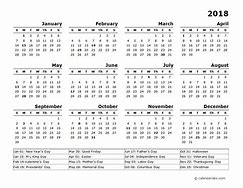 Image result for As 2018 Calendar with Holidays