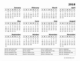 Image result for Us Holiday Calendar 2018