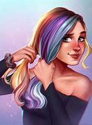 Image result for Anime Art White and Rainbow Hair