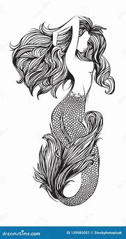 Image result for Mermaid Illustration Black and White