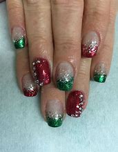 Image result for Green and White Glitter Nails