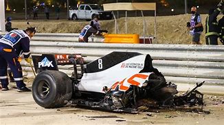 Image result for F1 Cars Crash Romain Grosjean