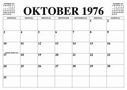 Image result for Kalender Oktober 1976