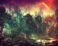 Image result for Post-Apocalyptic Cyberpunk City