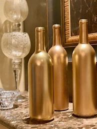 Image result for Gold Painted Wine Bottles