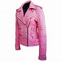 Image result for Pink Leather Jacket Women's