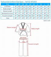 Image result for Martial Arts Uniform Size Chart