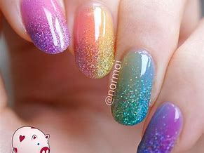 Image result for Rainbow Glitter Nail Art