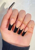 Image result for Black French Tip Nails Coffin