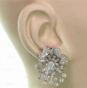 Image result for Platinum Diamond Clip On Earrings