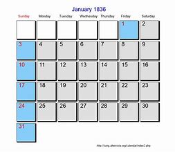 Image result for 1836 Calendar