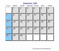 Image result for Calendar for Sept 1980