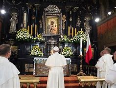 Image result for Pope Francis Praying to Black Madonna