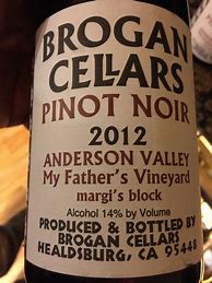 Image result for Brogan Pinot Noir Margi's Block My Father's